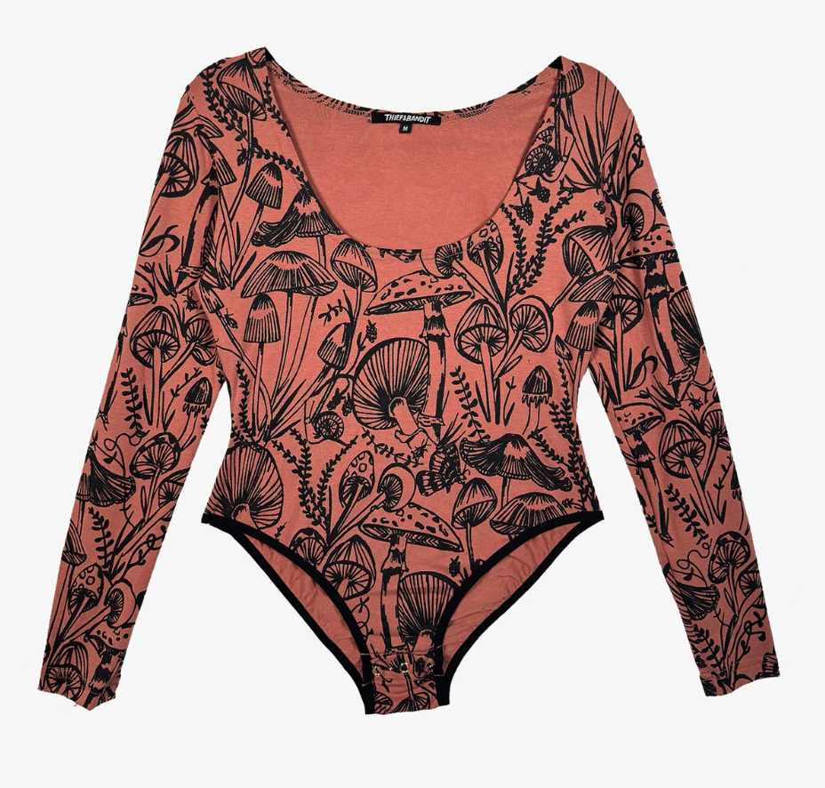 Thief and Bandit Mulberry Shroomed Scoop Neck Bodysuit